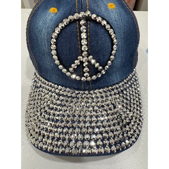 Bling Peace Sign Baseball Hat - Picture 3 of 3
